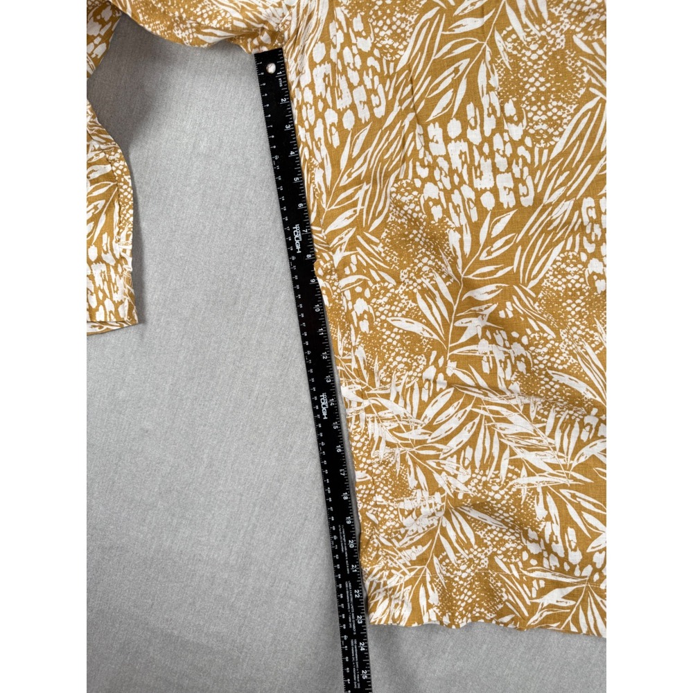 Christian Siriano New York Mustard Yellow Tropical Linen Wide Leg Pants Womens M - Picture 6 of 8
